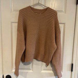 Forever 21 Ladies Crew Neck Drop Shoulder Horizontal Ribbed Knit Sweater Size M